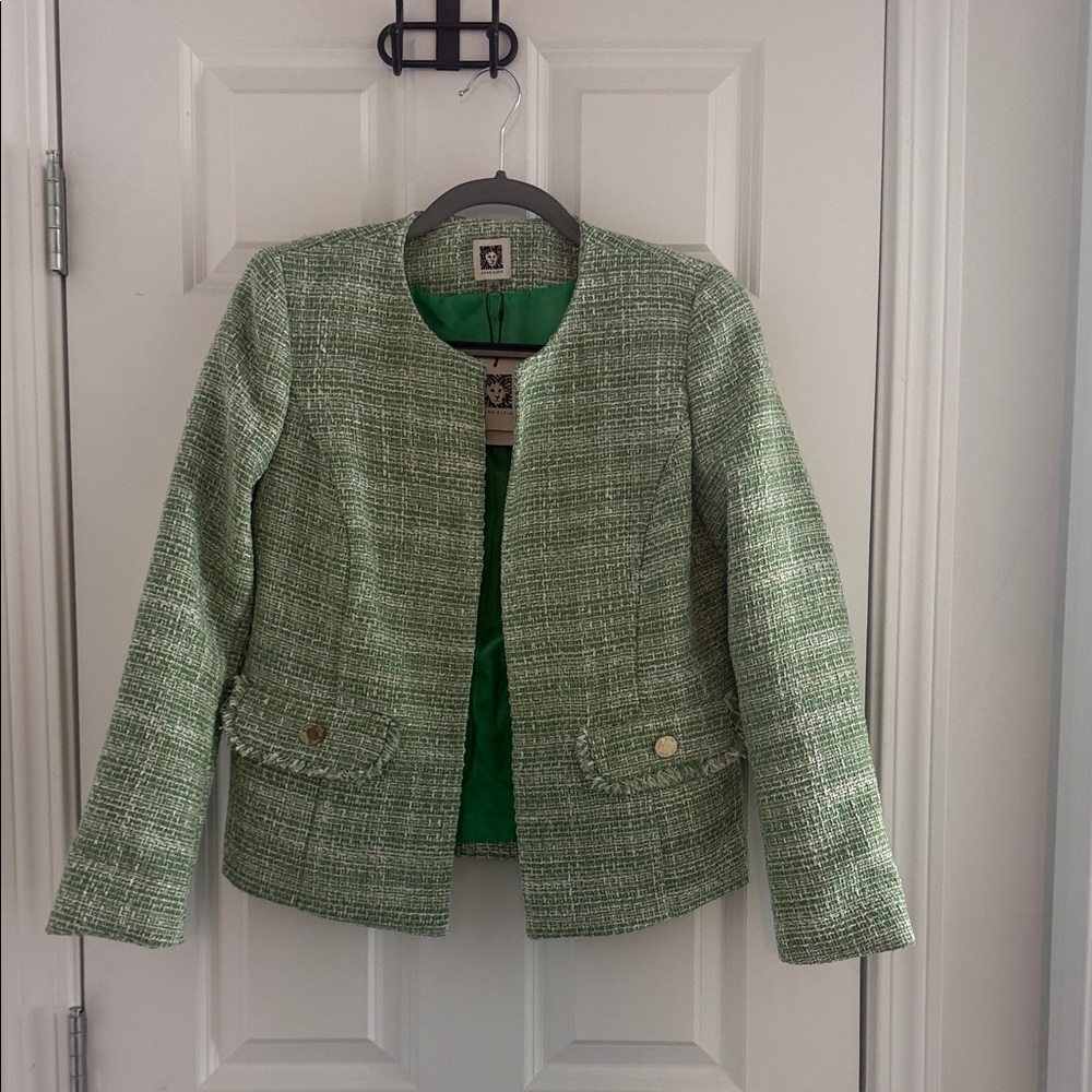 Anne Klein Green Tweed Blazer